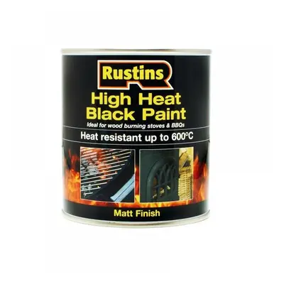 Rustins HRBL250 High Heat Paint 600°C Black 250Ml