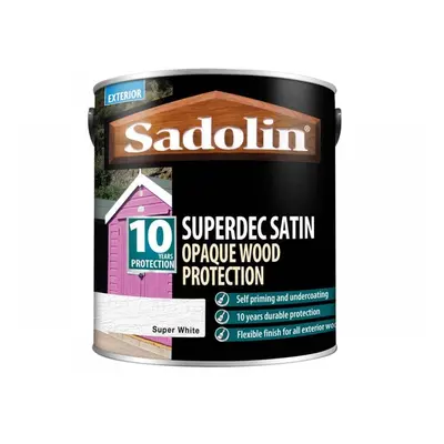 Sadolin 5028826 Superdec Opaque Wood Protection Super White Satin 2.5 Litre