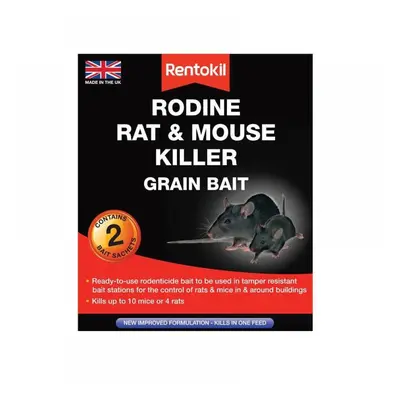 Rentokil PSMR11 Rodine Rat & Mouse Killer Grain Bait (Sachets 2)