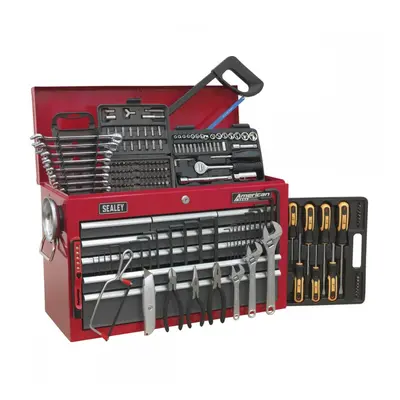 Sealey AP22509BBCOMB Topchest 9 Drawer With Ball-Bearing Slides - Red/Grey & 205Pc Tool Kit