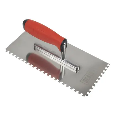 Sealey T7806 Stainless Steel 270Mm Notch Trowel - Rubber Handle - 6Mm