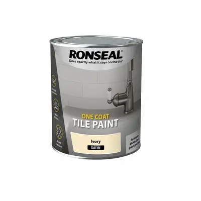 Ronseal 39375 One Coat Tile Paint Ivory Satin 750Ml