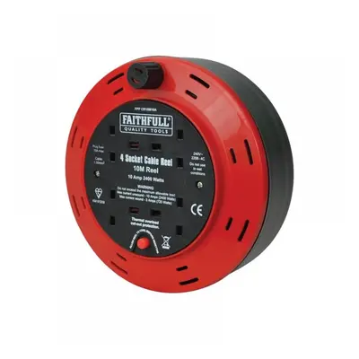 Faithfull Power Plus C41010 Cable Reel 240V 10A 4-Socket 10M