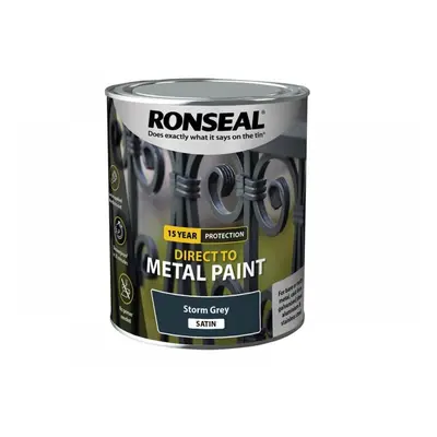 Ronseal 39208 Direct To Metal Paint Storm Grey Satin 750Ml