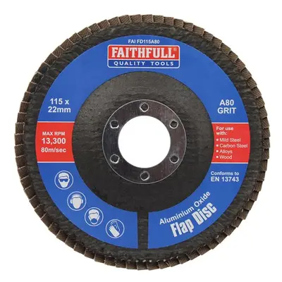 Faithfull Aluminium Oxide Flap Disc 115 X 22Mm 80 Grit