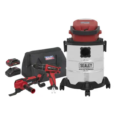 Sealey CP20VCOMBO5 3 X 20V Sv20 Series Tool Vac Combo - 2 Batteries