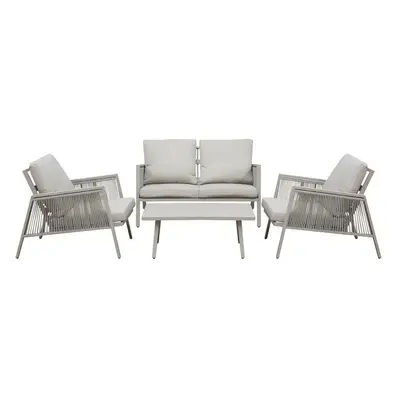 Sealey DG56 Dellonda Fusion Aluminium 4-Piece Outdoor Sofa Arm Chairs & Coffee Table Set