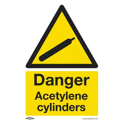 Sealey SS63V1 Warning Safety Sign - Danger Acetylene Cylinders - Self-Adhesive Vinyl