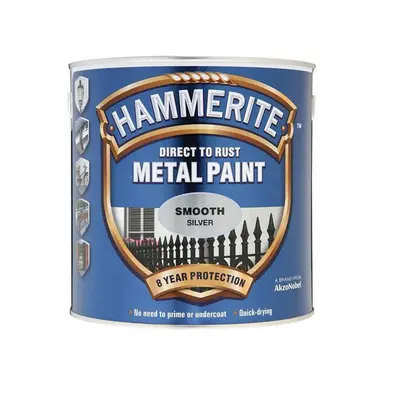 Hammerite 5084897 Direct To Rust Smooth Finish Metal Paint Silver 2.5 Litre