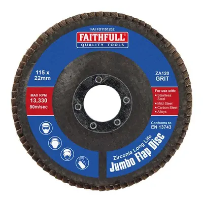 Faithfull Zirconia Abrasive Jumbo Flap Disc Za120 115Mm