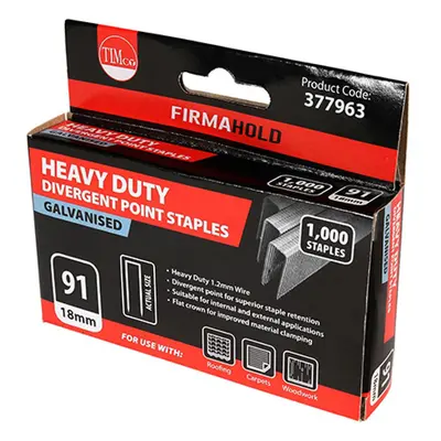 TIMco Staples HD Divergent - Galv 18mm Pack 1000