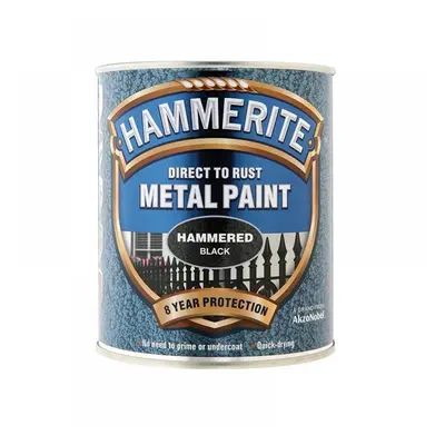 Hammerite 5092955 Direct To Rust Hammered Finish Metal Paint Black 750Ml