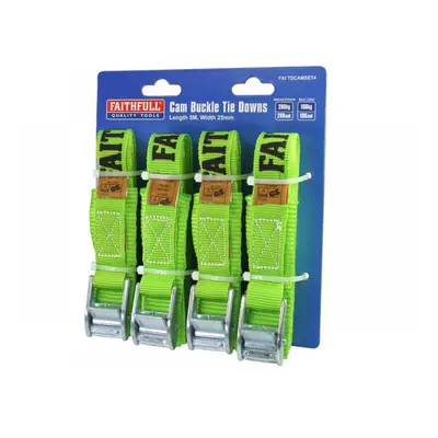 Faithfull Cam Buckle Tie-Downs 5M X 25Mm 4 Piece