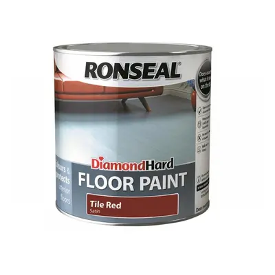 Ronseal 35754 Diamond Hard Floor Paint Satin Tile Red 2.5 Litre