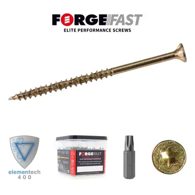 Forgefast Elite Low-Torque Woodscrews | 3.0 X 18Mm | Zinc Yellow Passivated | Tub 2200 FFT318YT