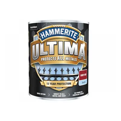 Hammerite 5362529 Ultima Metal Paint Smooth Ruby Red 750Ml