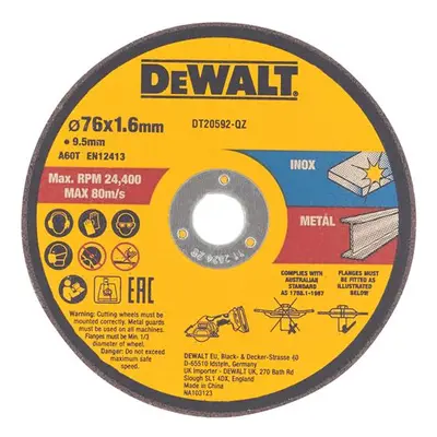 Dewalt DT20592-QZ Dt20592 Bonded Abrasive Cutting Disc 76 X 1.6 X 9.5Mm (3 Pack)