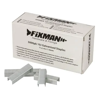 Fixman 470282 10J Galvanised Staples 5000Pk 11.2 X 8 X 1.17Mm Each 5000