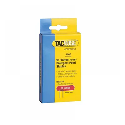 Tacwise 0287 91 Narrow Crown Divergent Point Staples 18Mm - Electric Tackers (Pack 1000)