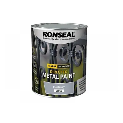 Ronseal 39204 Direct To Metal Paint Steel Grey Gloss 750Ml