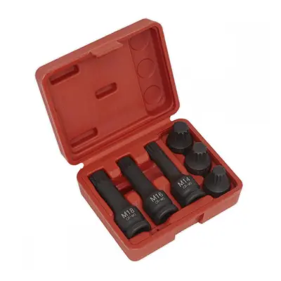 Sealey SX052 Impact Spline Socket Bit Set 6Pc 1/2inSq Drive