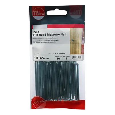 Timco HM30065P Masonry Nails - Zinc 3.0 X 65 TIMpac 50