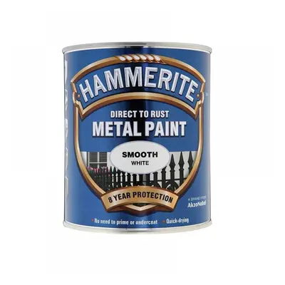 Hammerite 5092956 Direct To Rust Smooth Finish Metal Paint White 750Ml