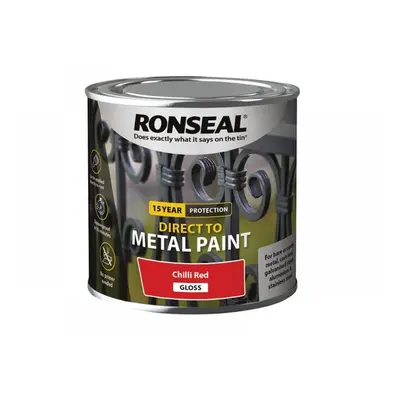 Ronseal 39193 Direct To Metal Paint Chilli Red Gloss 250Ml