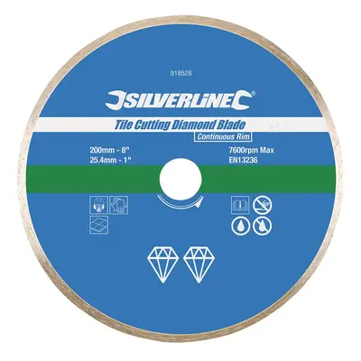 Silverline 918528 Tile Cutting Diamond Blade 200 X 25.4Mm Continuous Rim Each 1