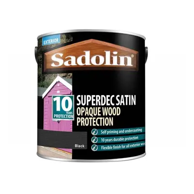 Sadolin 5028829 Superdec Opaque Wood Protection Black Satin 2.5 Litre