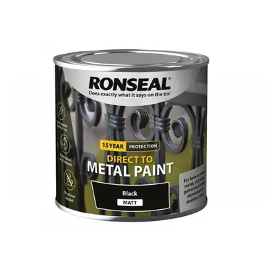 Ronseal 39181 Direct To Metal Paint Black Matt 250Ml