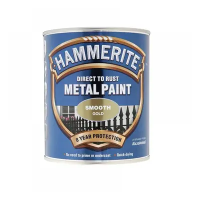 Hammerite 5092830 Direct To Rust Smooth Finish Metal Paint Gold 750Ml