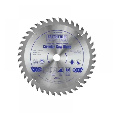 Faithfull FAIZ18040 Tct Circular Saw Blade 180 X 16Mm X 40T Pos