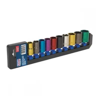 Sealey AK288 Multi-Coloured Socket Set 10Pc 1/2inSq Drive Walldrive® Metric