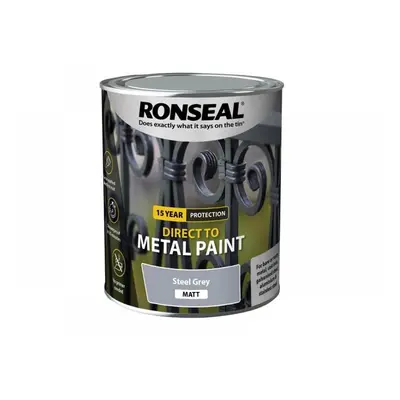 Ronseal 39206 Direct To Metal Paint Steel Grey Matt 750Ml