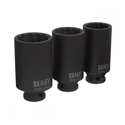 Sealey SX051 Impact Hub Nut Socket Set 3Pc 12-Point 1/2inSq Drive