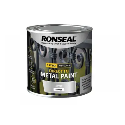 Ronseal 39403 Direct To Metal Paint Silver Gloss 250Ml