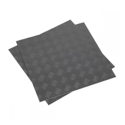 Sealey FT1S Vinyl Floor Tile With Peel & Stick Backing - Silver Treadplate Pack Of 16