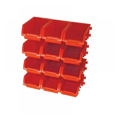 Faithfull 12 Plastic Storage Bins With Wall Mounting Rails