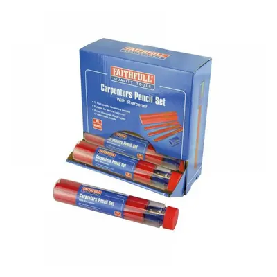 Faithfull Carpenters Pencils Red (12 X Tubes Of 12 + Sharpener)