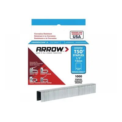 Arrow A508SS1 T50 Staples Stainless Steel 508Ss 12Mm (1/2In) (Box 1000)