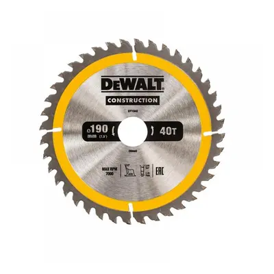 Dewalt DT1945-QZ Portable Construction Circular Saw Blade 190 X 30Mm X 40T