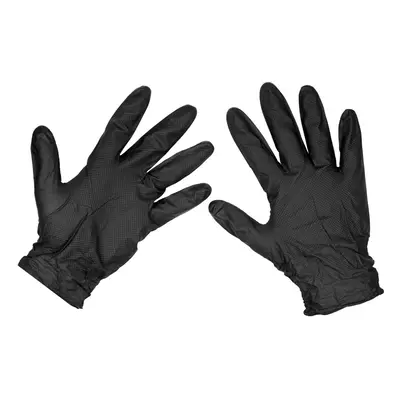 Sealey SSP57L Black Diamond Grip Extra-Thick Nitrile Powder-Free Gloves Large - Pack Of 50