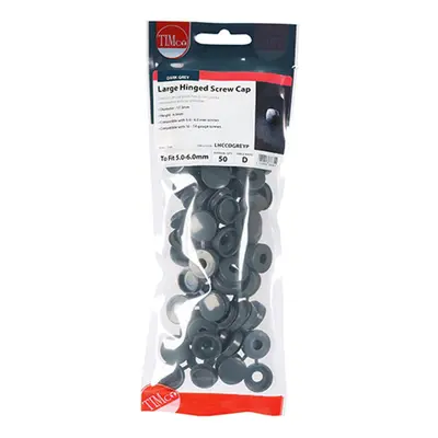 Timco LHCCDGREYP Hinged Screw Caps - Large - Dark Grey To Fit 5.0 To 6.0 Screw TIMpac 50