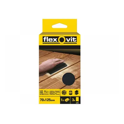 Flexovit 63642556830 Hook & Loop Sanding Block Kit Assorted 70 X 125Mm (Pack 3)