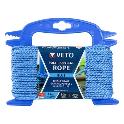 Timco BR330W Polypropylene Rope - Blue - Winder 3Mm X 30M Unit 1