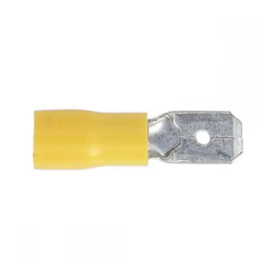 Sealey YT15 Push-On Terminal 6.3Mm Male Yellow Pack Of 100