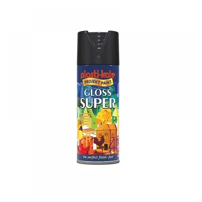 Plastikote 011100 Gloss Super Spray Black 400Ml