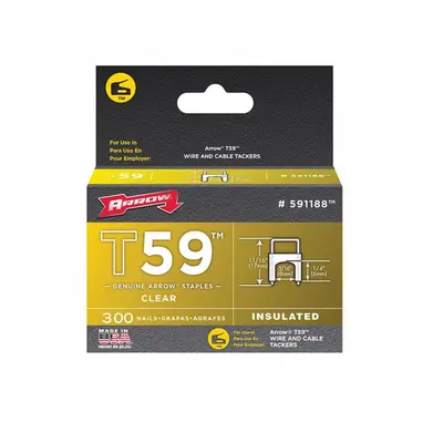 Arrow A591188 T59 Insulated Staples Clear 6 X 8Mm (Box 300)