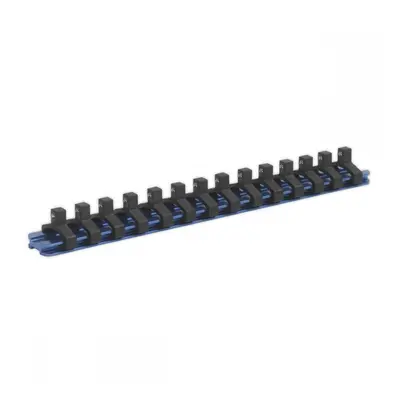 Sealey SR1414 Socket Retaining Rail With 14 Clips Aluminium 1/4inSq Drive